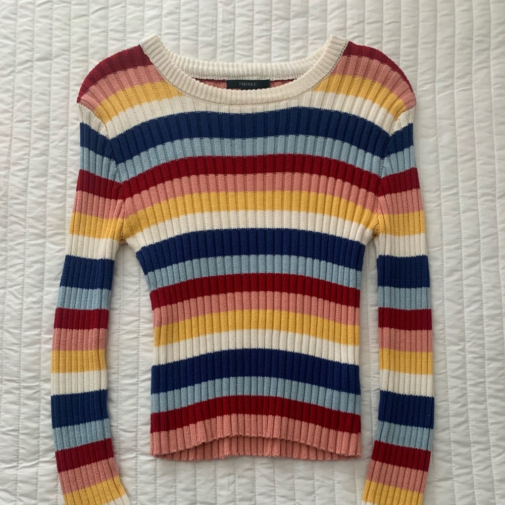 Forever 21 rainbow striped knit sweater